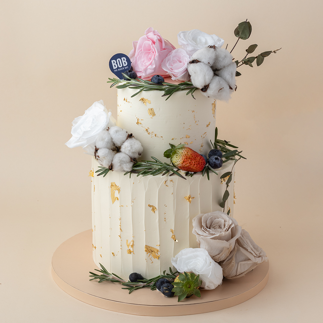 Dusty Preserved Flora Cake with Rosemary and Cotton