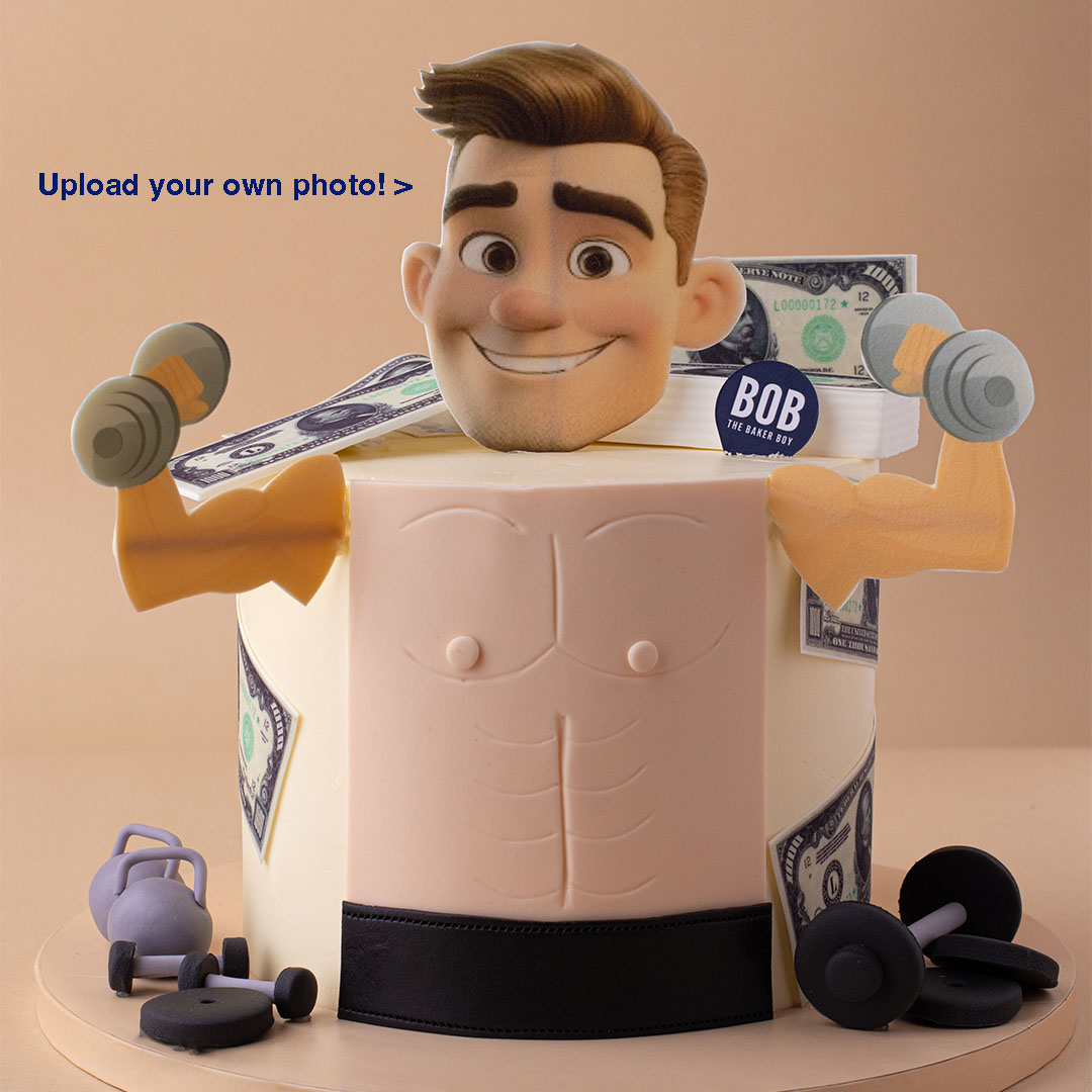 Funny gym bro edible printed photo cake Singapore for fitness lover birthday