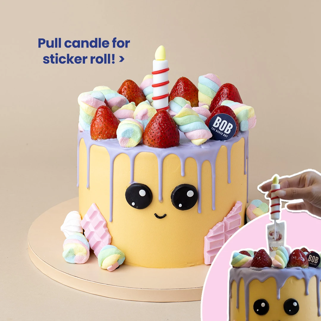 Sticki Roll customised cake Singapore with pull candle sticker roll design